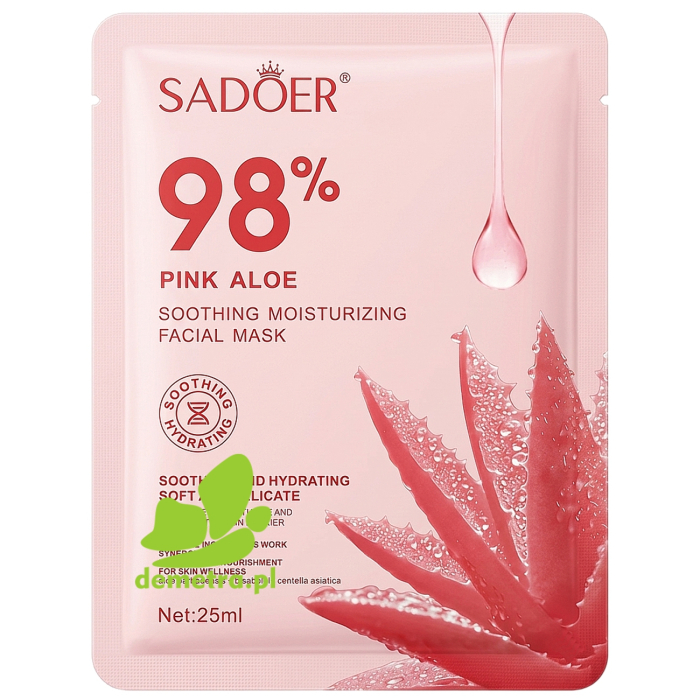 SADOER Pink Aloe Łagodząco-Nawilżająca Maska do Twarzy w Płachcie z Różowym Aloesem 25ml