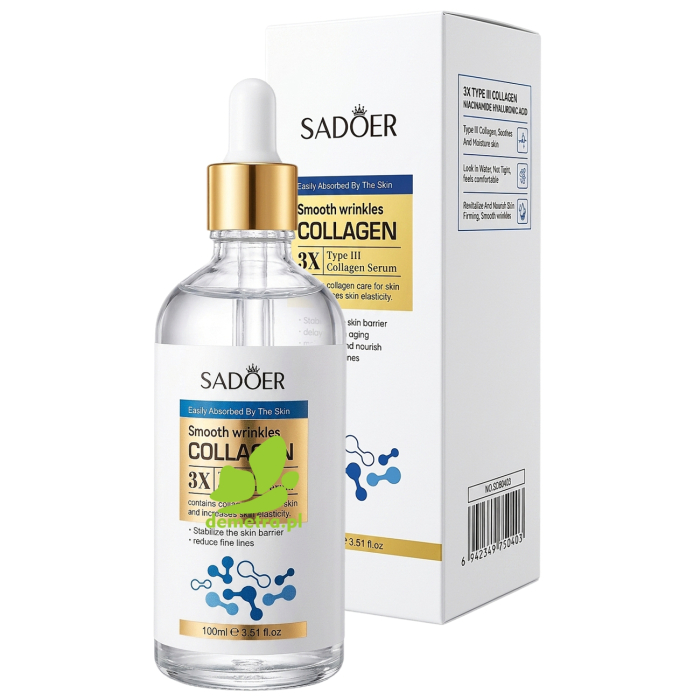 SADOER Serum do Twarzy z Kolagenem Typu III Kwas Hialuronowy Niacynamid 100ml
