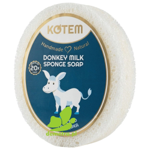 Naturalne mydło z gąbką ośle mleko Kotem 125g ręcznie robione