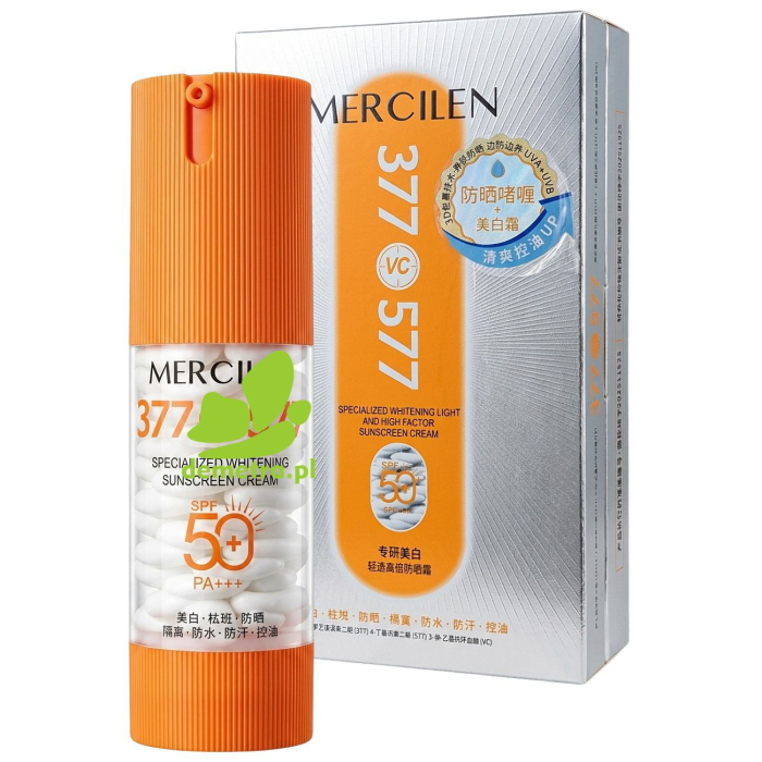 Mercilen Rozświetlający Krem Ochronny SPF50+ PA+++ z Witaminą C i Arbutyną 40g