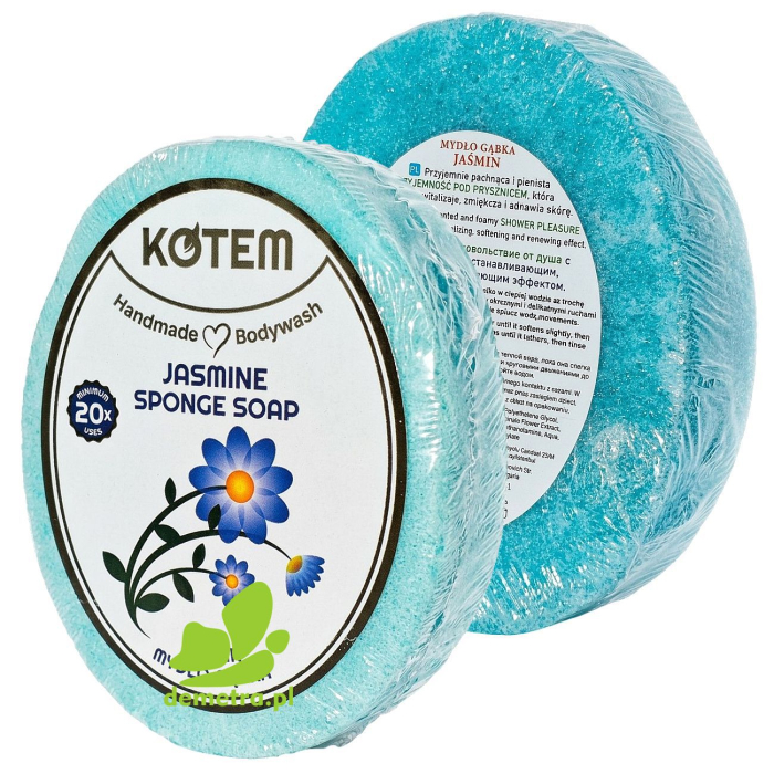 Gąbka z Mydłem Jaśminowym KOTEM 125g – Mydło w Gąbce do Ciała Jaśmin