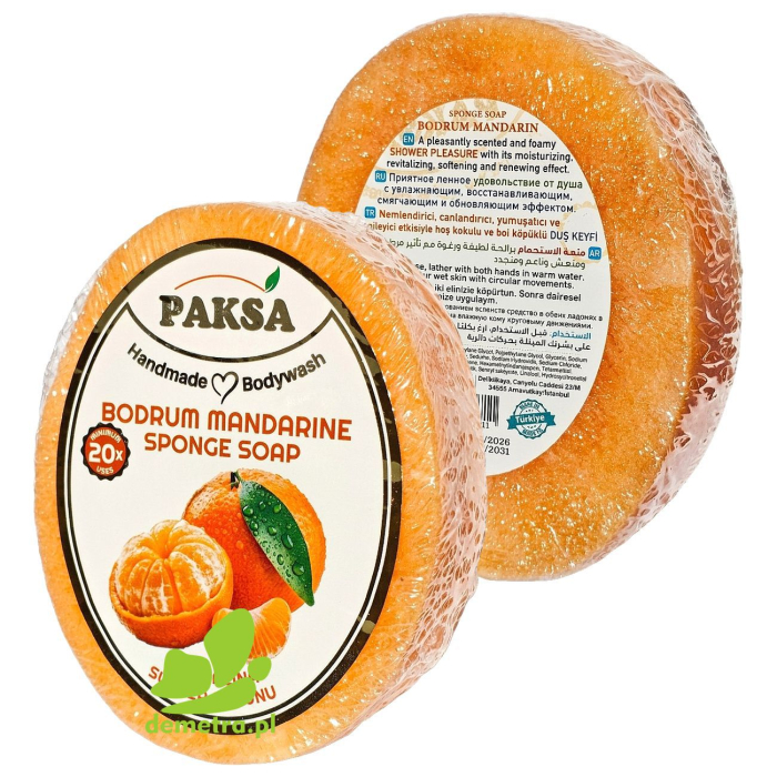 Paksa Mydło w Gąbce Mandarynka z Bodrum 130g – Ręcznie Robione Mydło Gąbczaste do Kąpieli