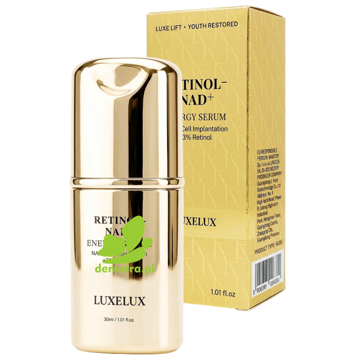 LUXELUX Retinol-NAD+ Energy Serum – Energetyzujące Serum Przeciwzmarszczkowe i Udrędrniające do Twarzy z 3% Retinolem 30ml