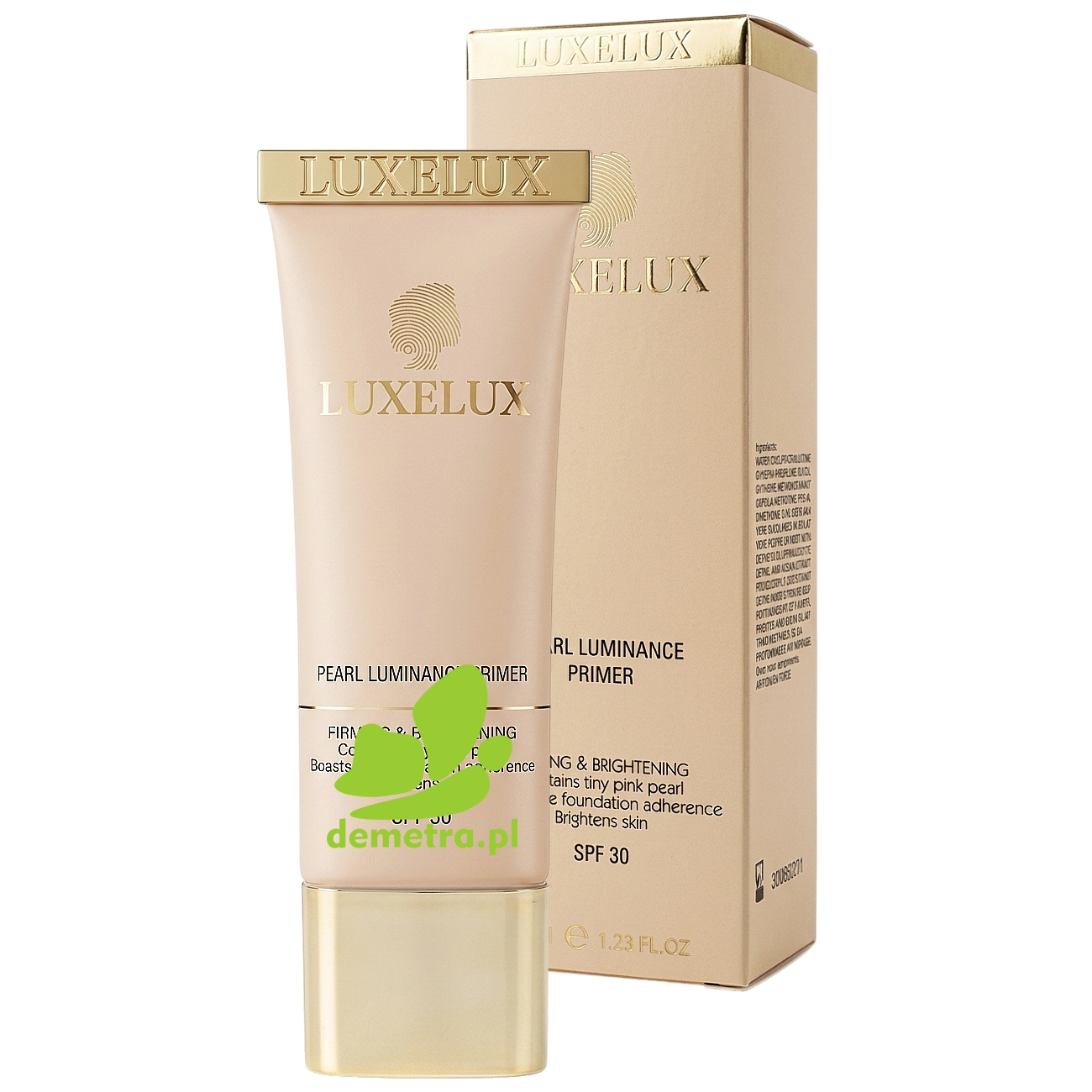 LUXELUX Baza pod Makijaż, Perłowy Podkład Rozświetlający SPF 30 – 35 ml