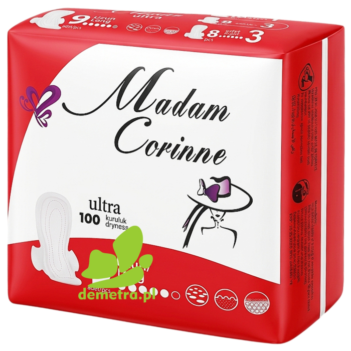Podpaski Higieniczne Madam Corinne Ultra Long ze Skrzydełkami Długie 9 szt.