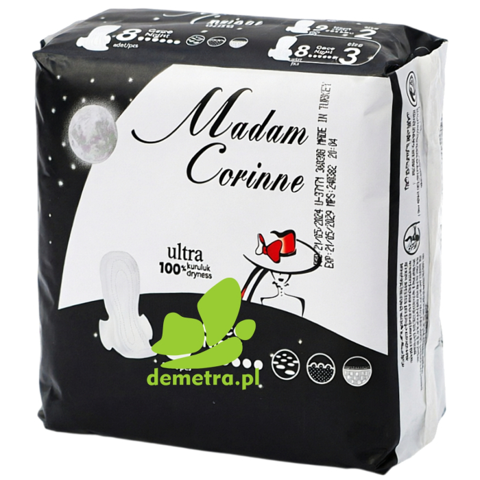 Podpaski Higieniczne Nocne ze Skrzydełkami Madam Corinne Ultra Night Size 3 - 8 szt.