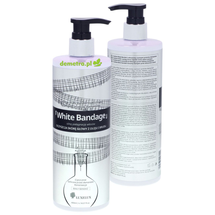 Szampon do włosów zniszczonych 400 ml Luxelux Biały Bandaż
