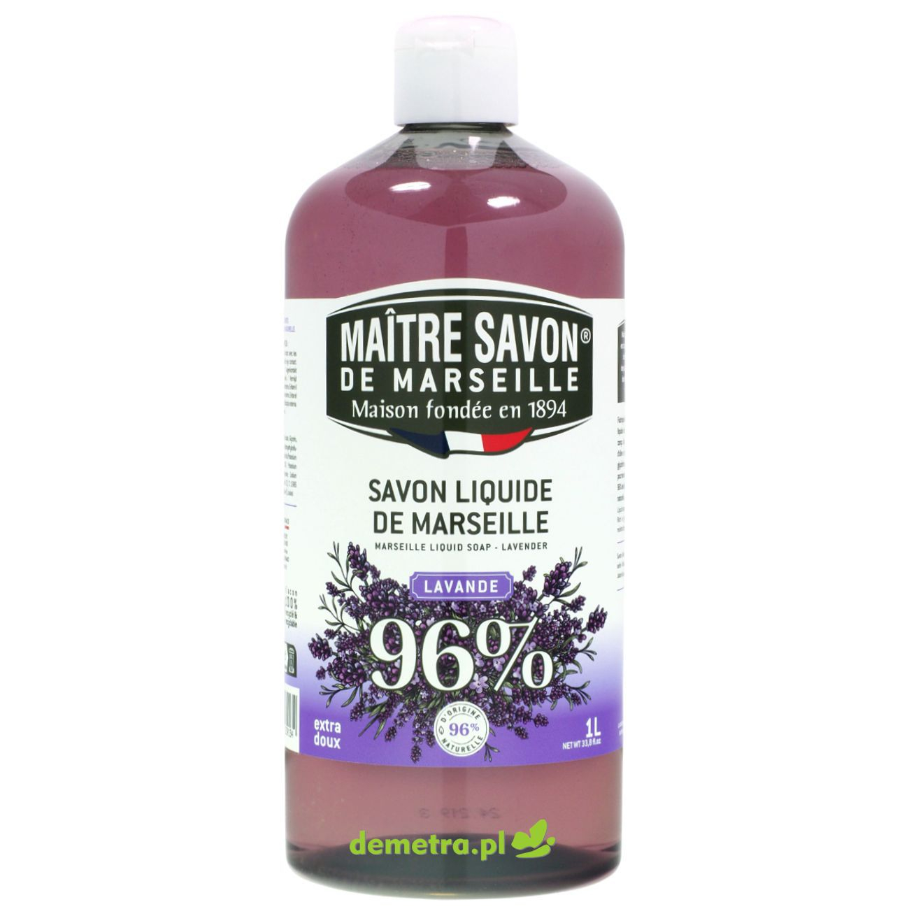 Mydło marsylskie w płynie Maitre Savon 1000 ml lawenda - uzupełnienie