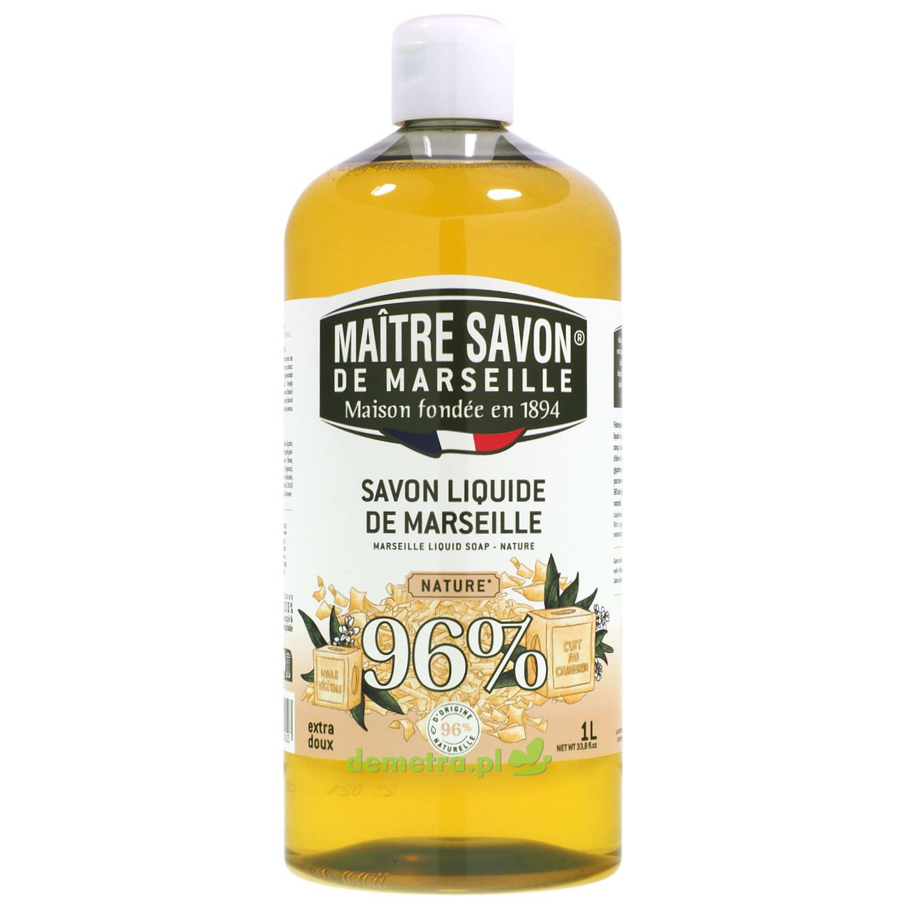 Mydło marsylskie w płynie Maitre Savon 1000 ml naturalne - uzupełnienie