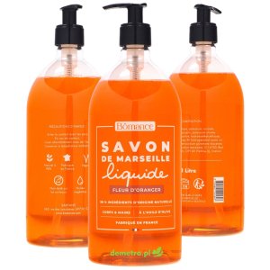 Mydło marsylskie w płynie 1000 ml Bomance kwiat pomarańczy