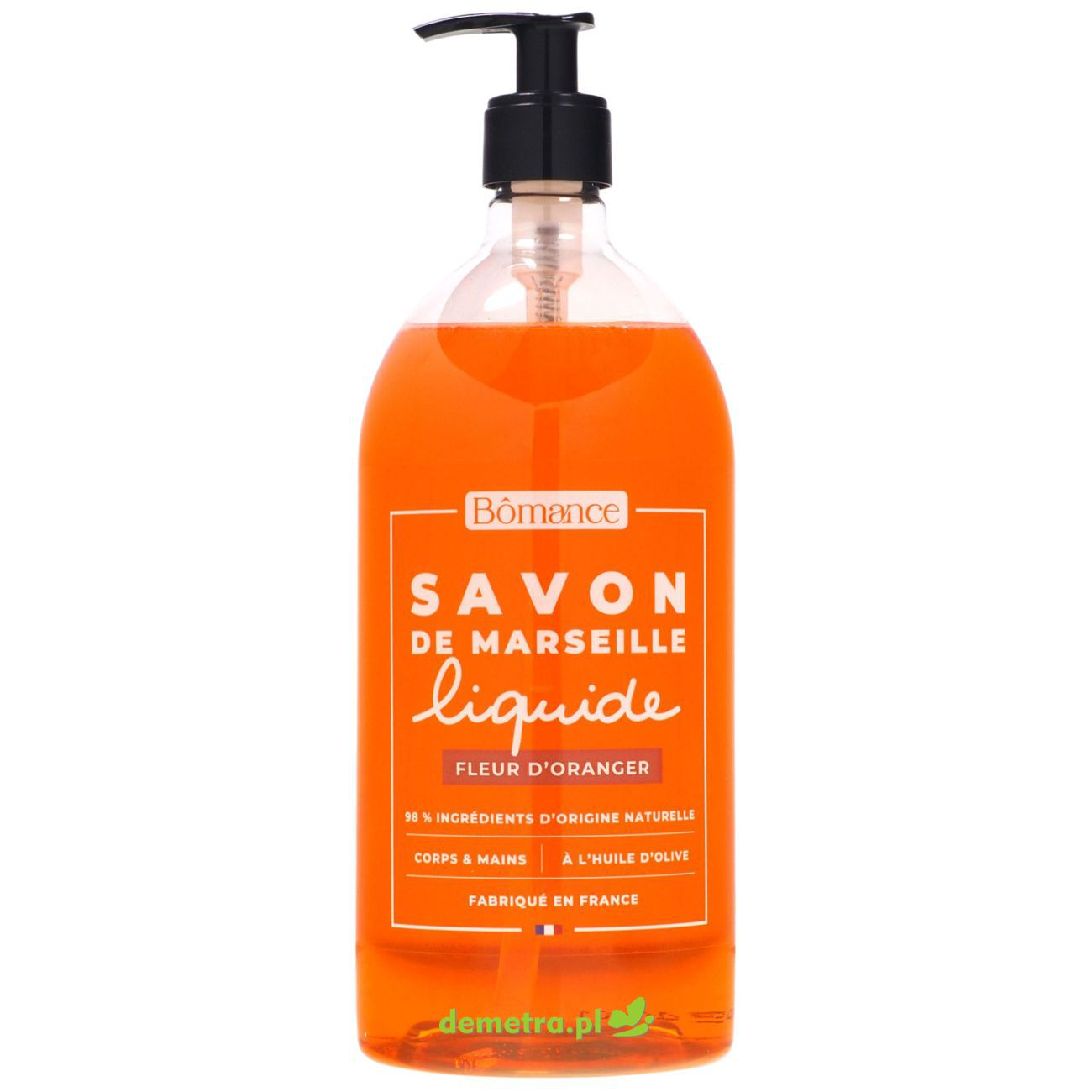 Mydło marsylskie w płynie 1000 ml Bomance kwiat pomarańczy