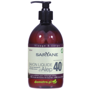 Mydło Aleppo w płynie Saryane 500 ml 40% oleju laurowego - pompka