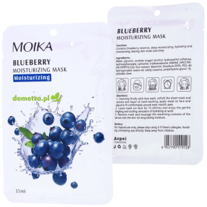 Maska do twarzy w płacie nawilżająca 25 ml Moika borówka