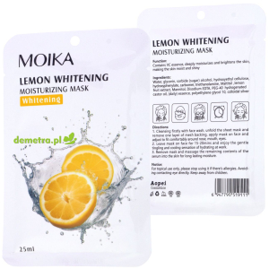 Maska do twarzy w płacie nawilżająca, rozjaśniająca 25 ml Moika lemon