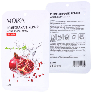 Maska do twarzy w płacie nawilżająca, regenerująca 25 ml Moika granat