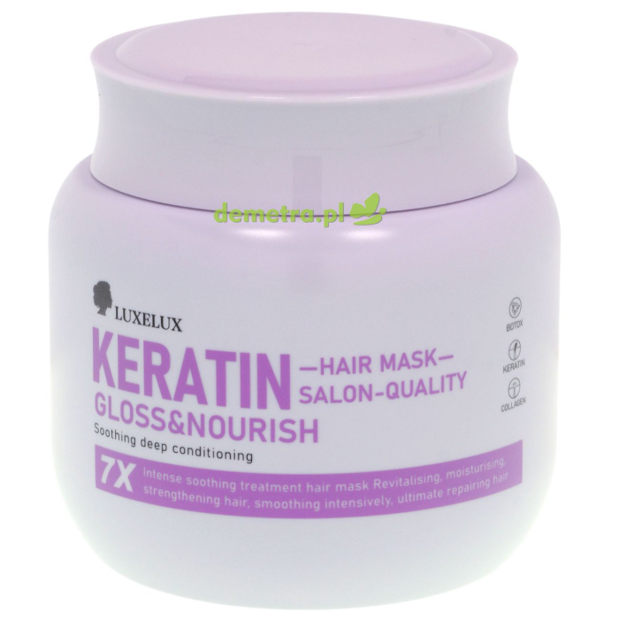 Maska odżywcza, nabłyszczająca do włosów 800 ml Luxelux keratyna