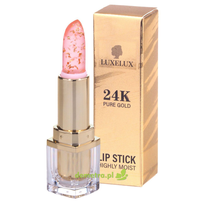 Pomadka do ust z 24K złotem nawilżająca utleniająca się na róz Luxelux