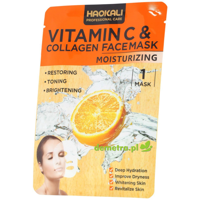 Maska do twarzy w płacie 30 ml Hoakali witamina C, kolagen