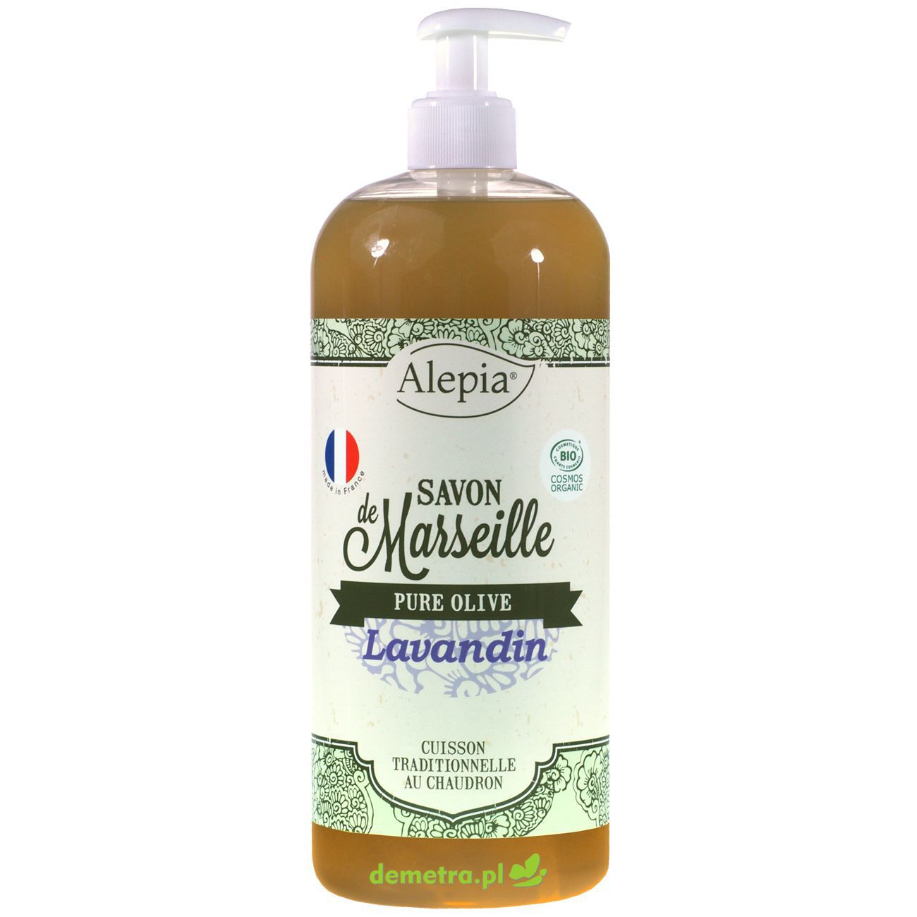 Mydło marsylskie w płynie Alepia 1000 ml lawenda - pompka