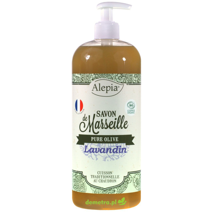 Mydło marsylskie w płynie Alepia 1000 ml lawenda - pompka