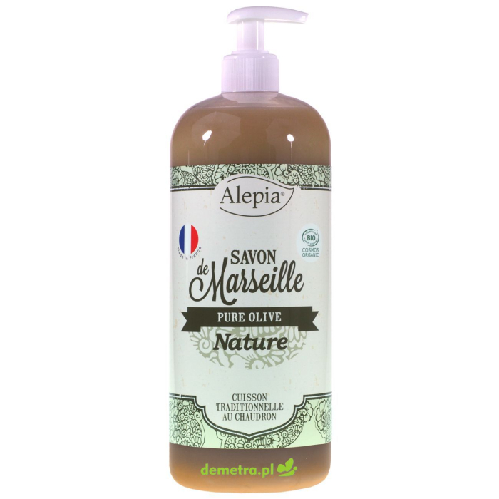 Mydło marsylskie w płynie Alepia 1000 ml naturalne - pompka