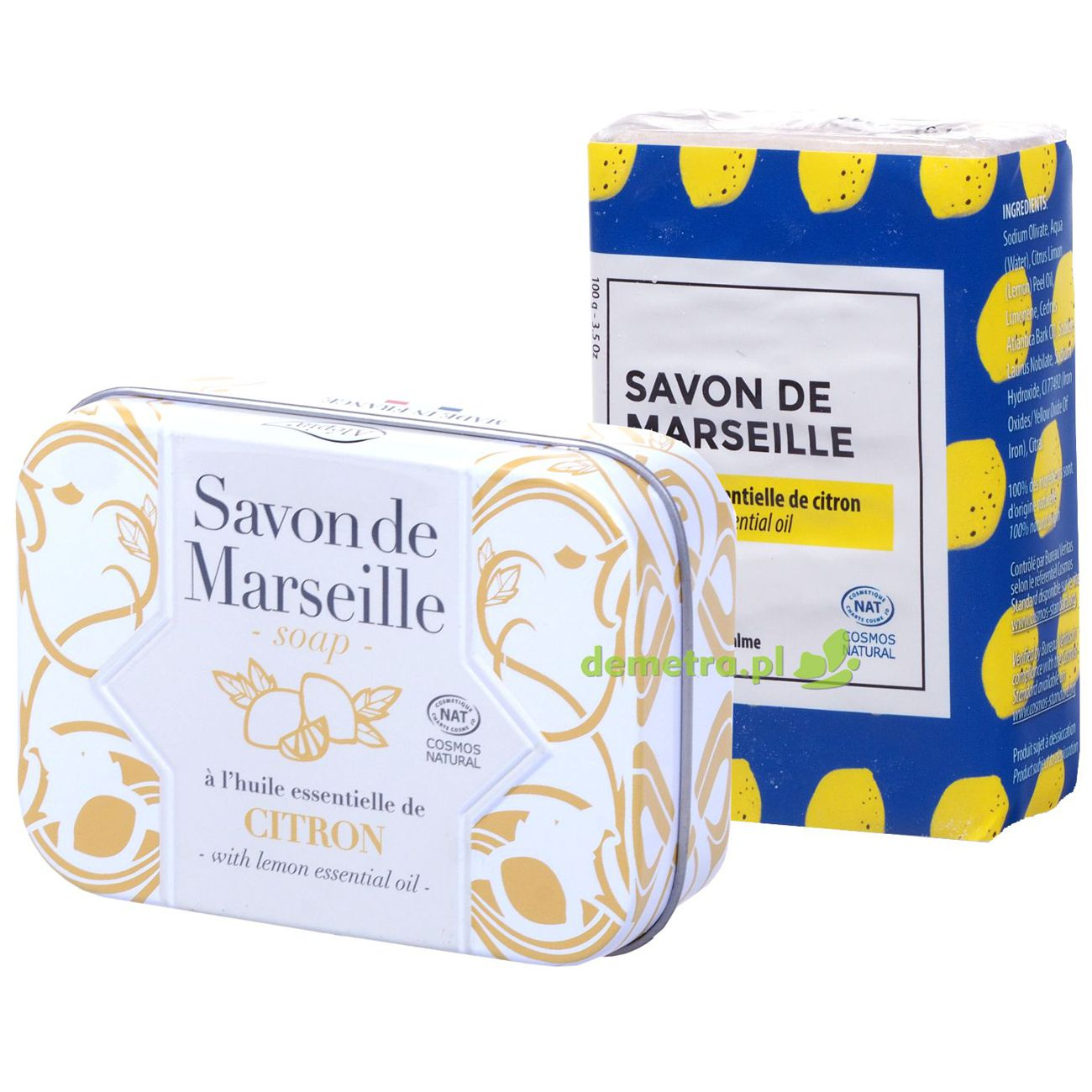 Mydło marsylskie cytrynowe 100g. Alepia + puszka