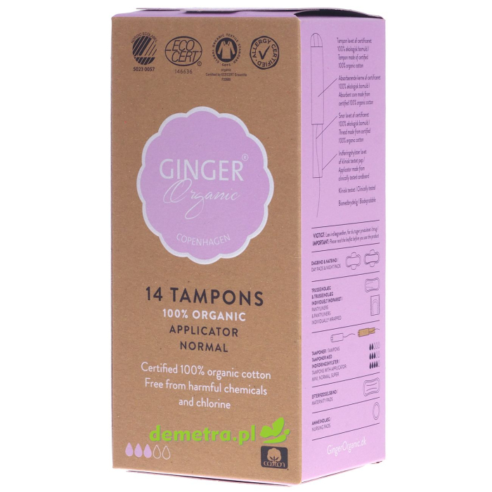 Tampony z aplikatorem Ginger Organic normal 14 szt.