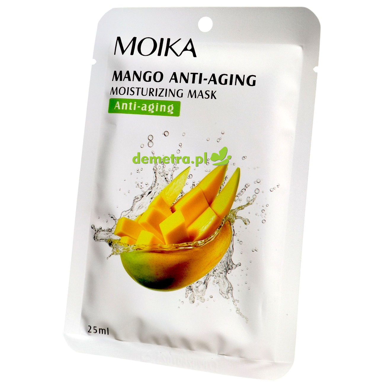 Maska do twarzy w płacie nawilżająca, przeciwstarzeniowa 25 ml Moika mango