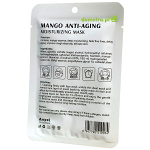 Maska do twarzy w płacie nawilżająca, przeciwstarzeniowa 25 ml Moika mango