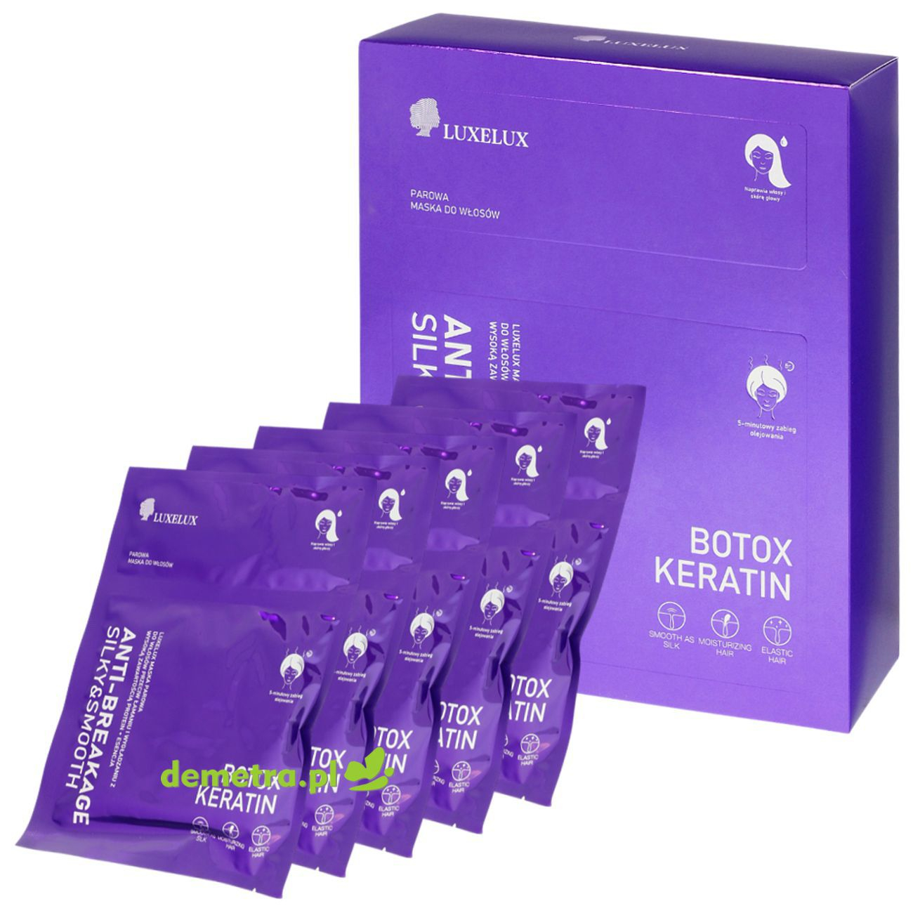 Maska parowa do włosów łamliwych 5 szt. Luxelux odżywcza, proteinowa z serum