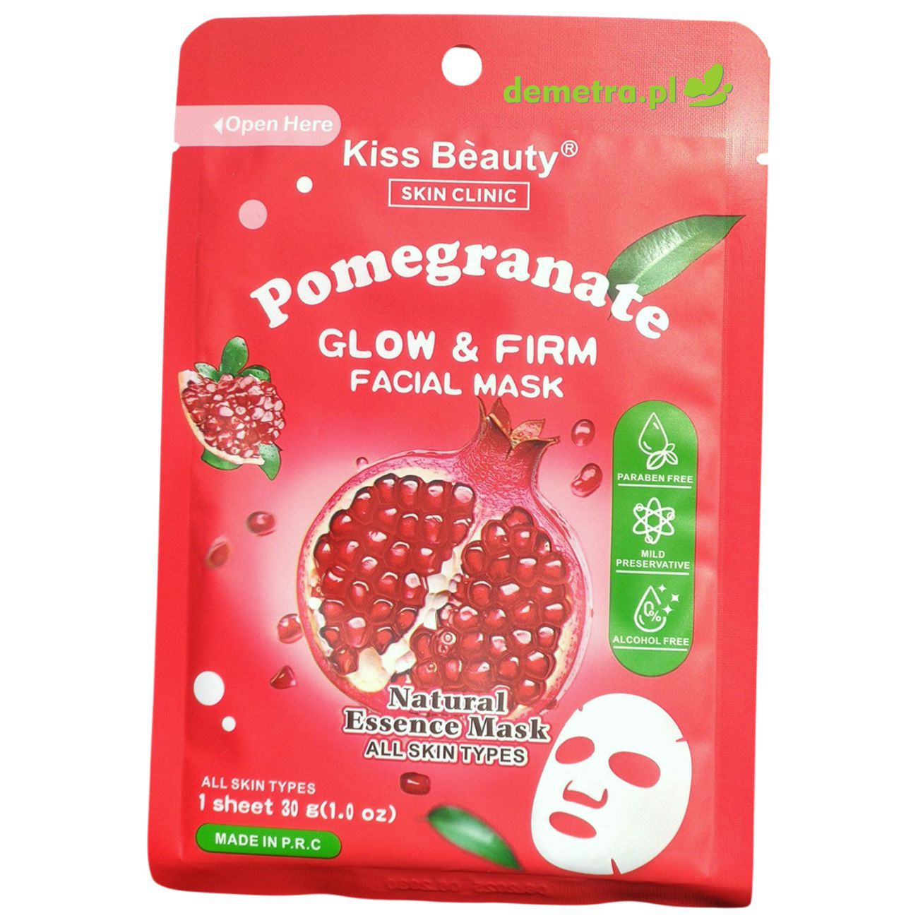 Maska do twarzy w płacie 30 g Kiss Beauty granat