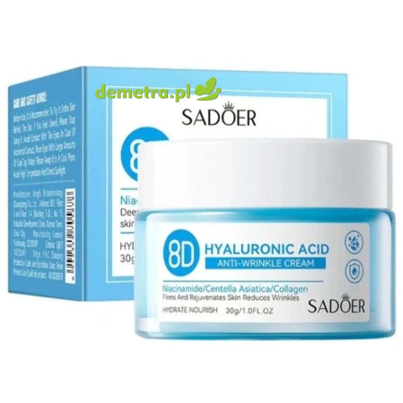 Krem przeciwzmarszczkowy 30 g Sadoer kwas hialuronowy