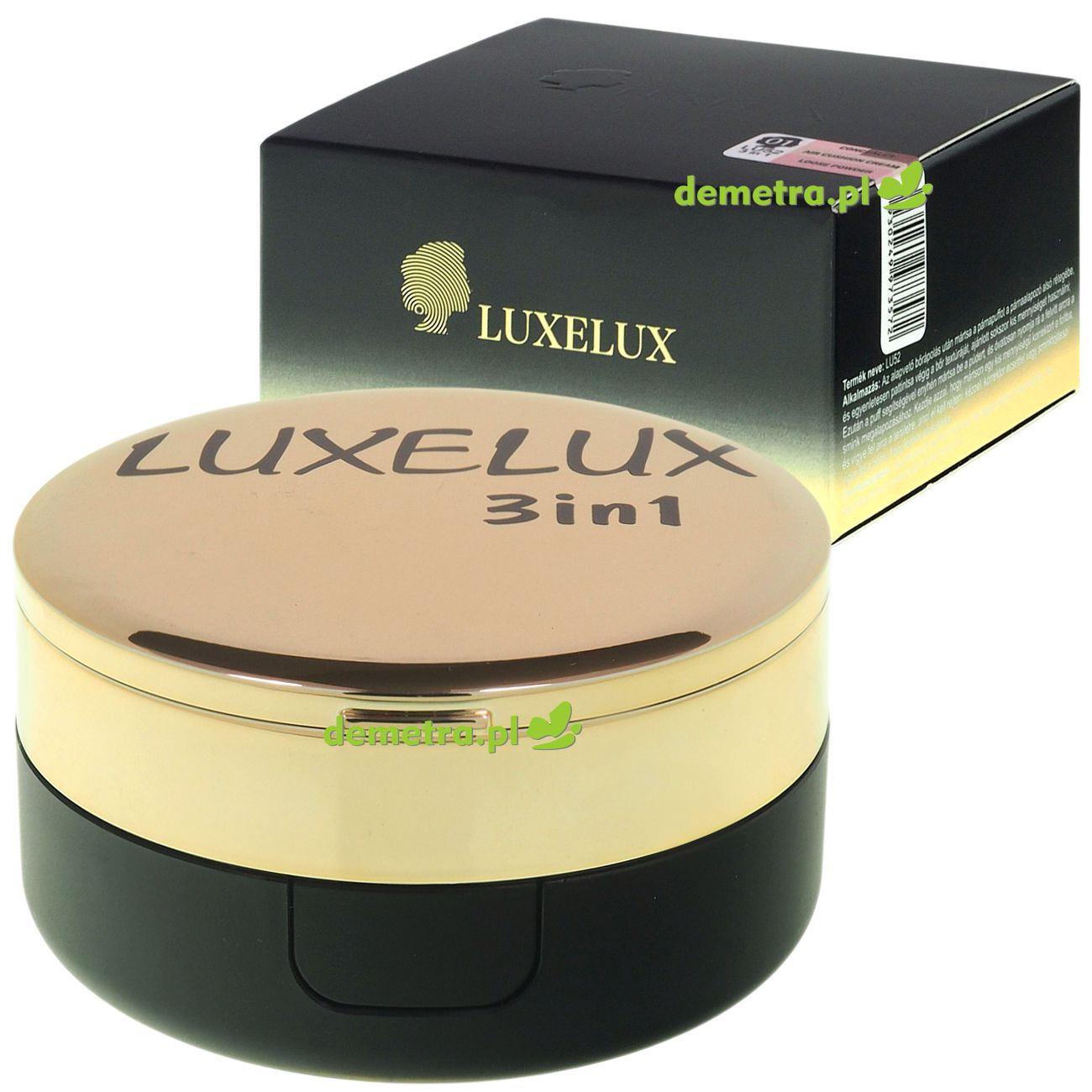 Korektor, podkład BB Cushion i puder 3w1 Luxelux 02