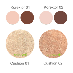 Korektor, podkład BB Cushion i puder 3w1 Luxelux 01