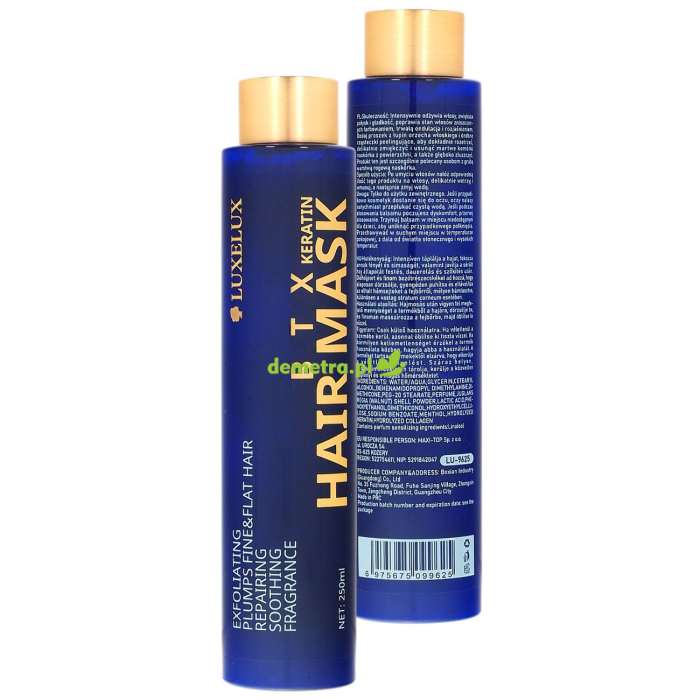 Maska do włosów zniszczonych 250 ml Luxelux keratyna