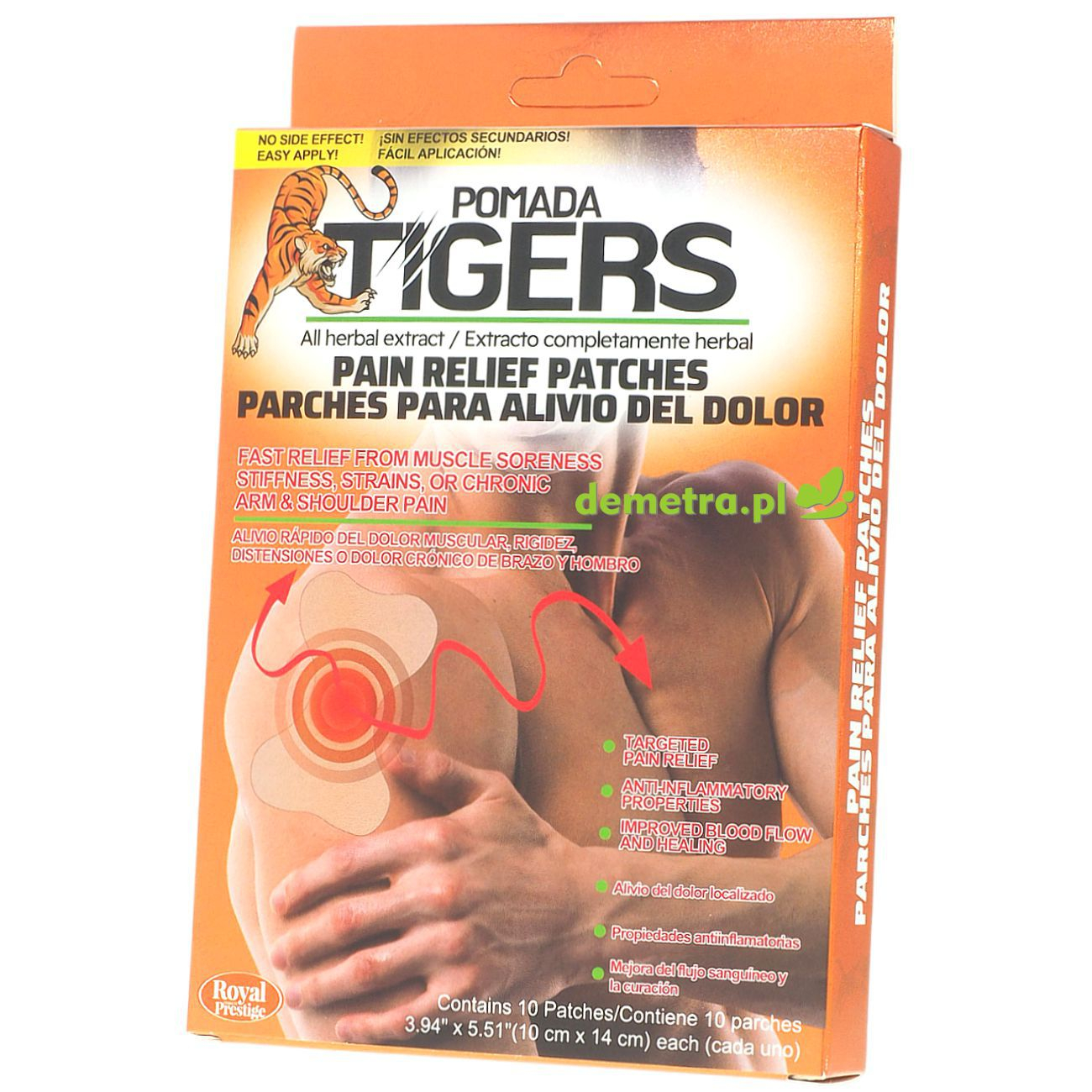 Plastry przeciwbólowe 10 szt. Pomada Tigers mięśnie, bark, ramiona