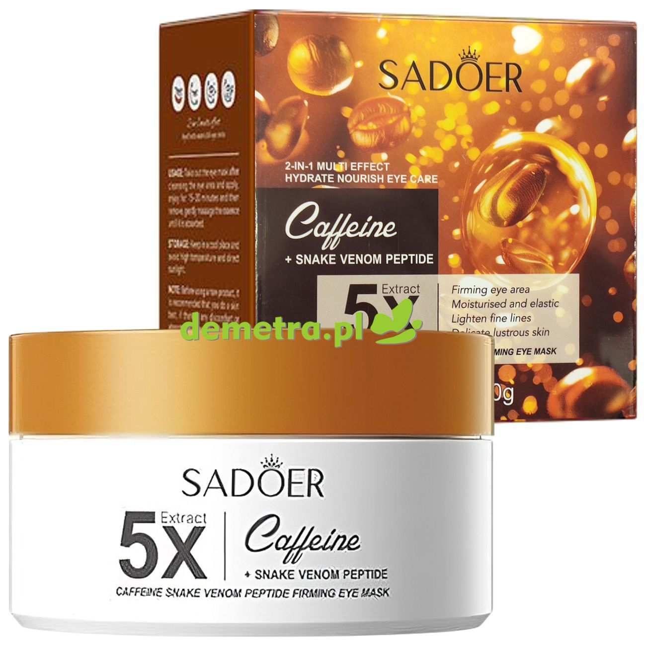 Płatki hydrożelowe pod oczy 80 szt. Sadoer kofeina