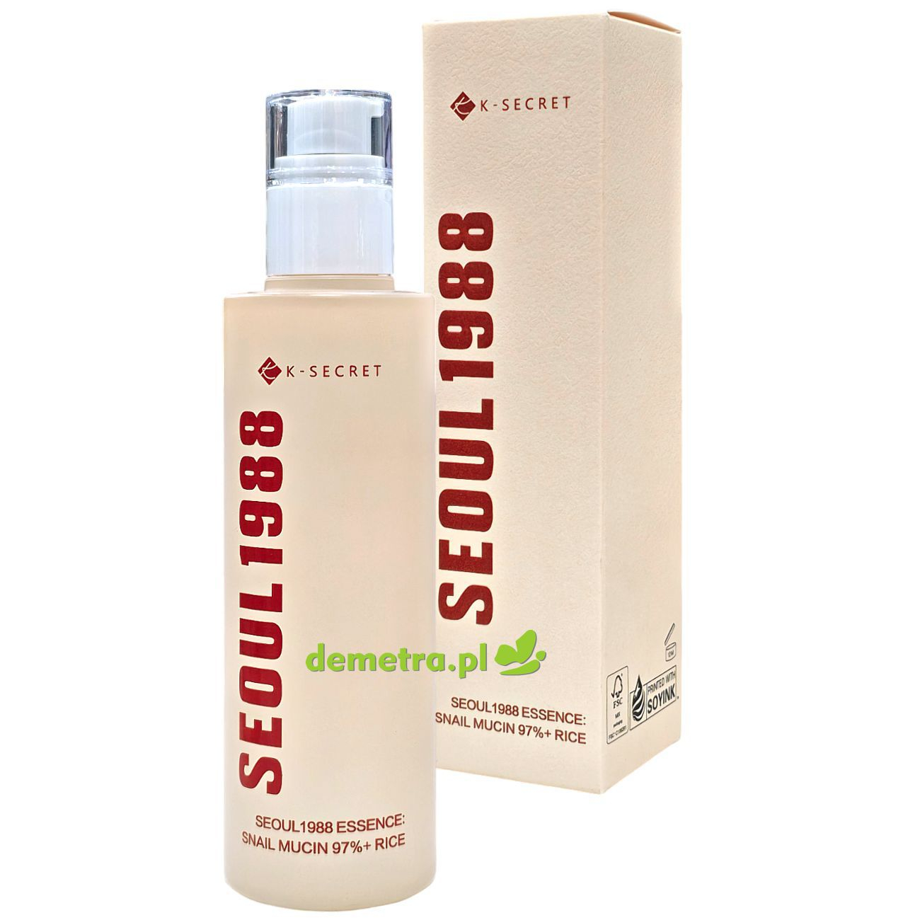 Esencja łagodząca do twarzy ze śluzem ślimaka i ekstraktem ryżu 100 ml K-Secret Seoul 1988