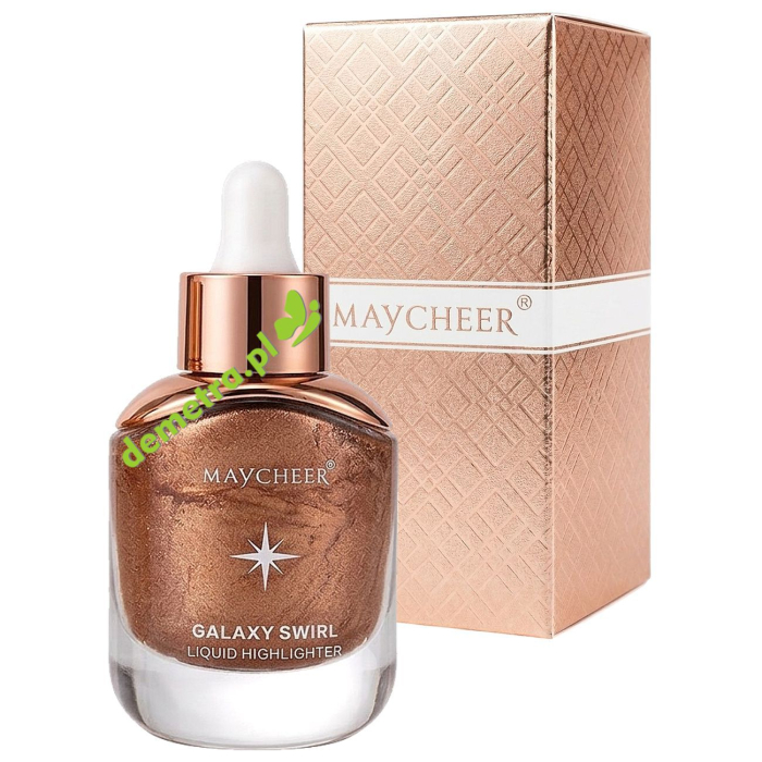 MAYCHEER Galaxy Swirl – Rozświetlacz do twarzy i ciała w płynie z pipetą 02 miedziany brąz