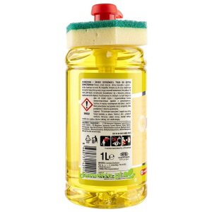 HUGVA Płyn do mycia naczyń extra strong cytryna z pompką i gąbką 1000 ml – wydajny i skuteczny