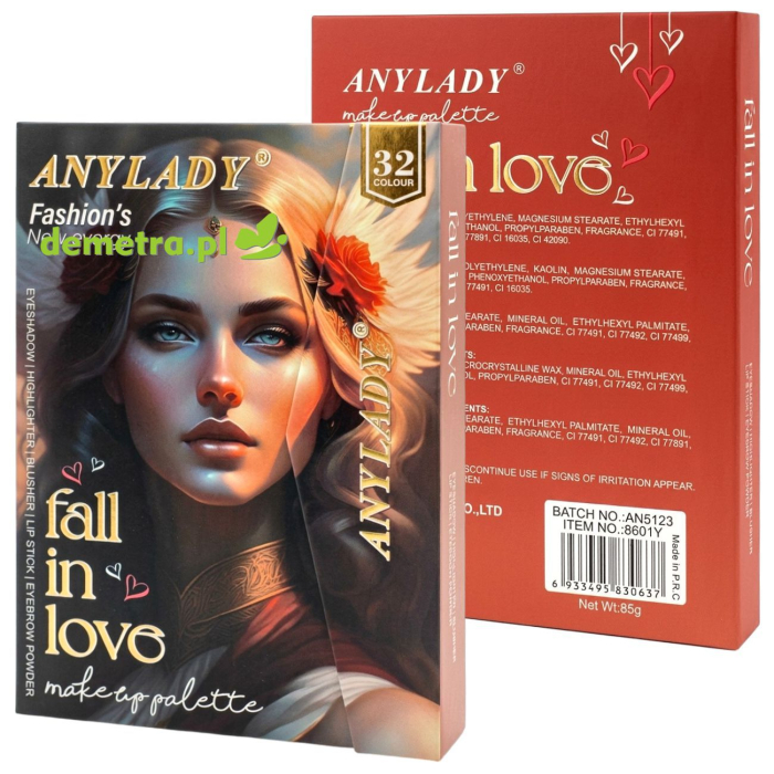 Zestaw Paleta do Makijażu ANYLADY Fall In Love – 32 Kolory: Cienie, Róże, Pomadki, Rozświetlacze, Puder do Brwi