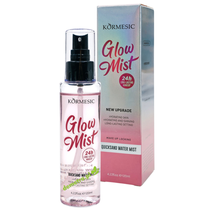 KORMESIC Glow Mist Mgiełka do twarzy utrwalająca makijaż z kwasem hialuronowym i arbutyną 120 ml