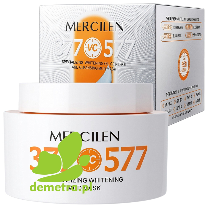 MERCILEN 377 VC 577 Wybielająca maska błotna do twarzy rozjaśniająca przebarwienia i kontrolująca wydzielanie sebum